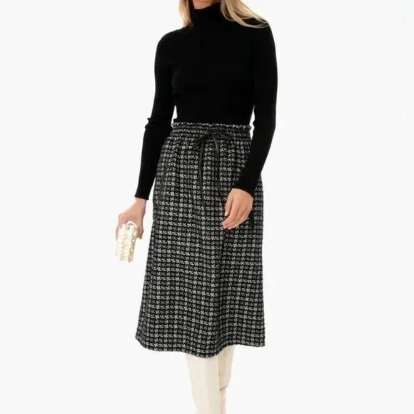 NEW Tuckernuck Black and White Cece tweed skirt X Small Corp Core Business
